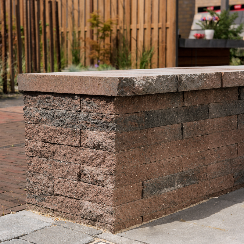 Tuinvisie Wallblock Split Brons Gespleten hoogte 12cm diverse afmetingen - 209126 wallblock split brons 50001643 - Wallblock Split Brons 60x15