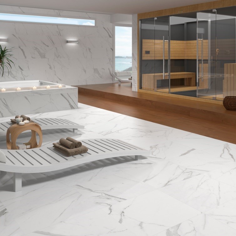 Calacatta White Mat 60x60x1cm - Calacatta white mat sfeer - Calacatta White Mat 60x60