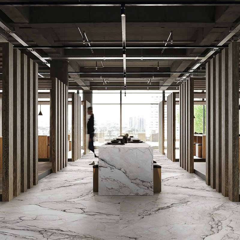 Neolith Colorado Dunes CD01 Silk diverse afmetingen - Colorado dunes floor sfeer 1 - Colorado Dunes CD01 Silk 75x75