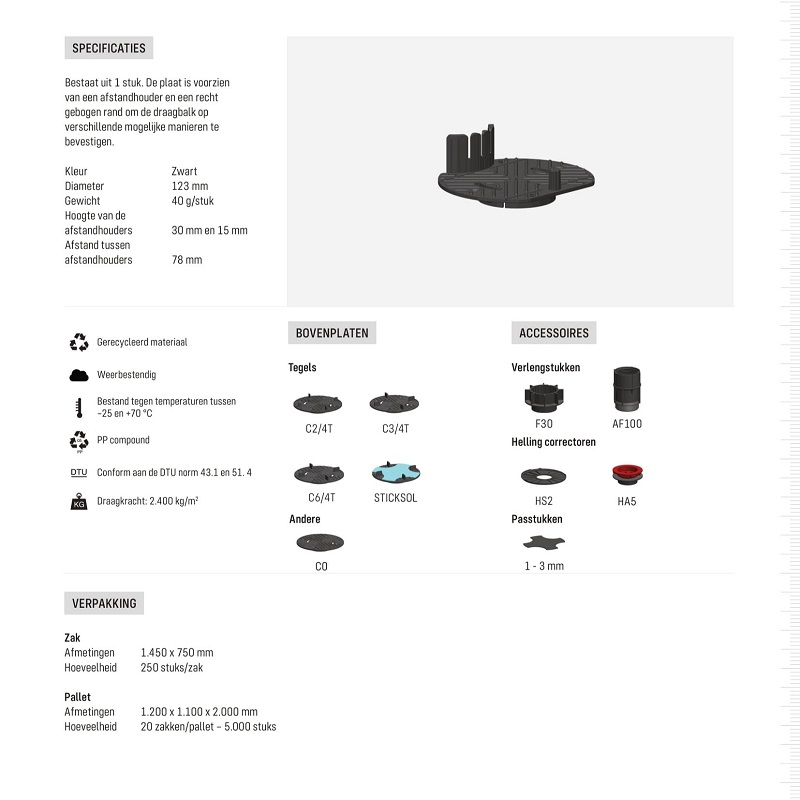 Comfort bovenplaat CPV + planken met zijfixatie - Comfort bovenplaat cpv planken met zijfixatie specificaties - Comfort bovenplaat CPV