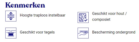 Comfort stelvoet IPV3.5-5 met rubber onderlaag bereik 3,8 - 5,3cm - Comfort stelvoet ipv35 5 met rubber onderlaag bereik 38 53 cm kenmerken - Comfort stelvoet IPV3.5-5cm
