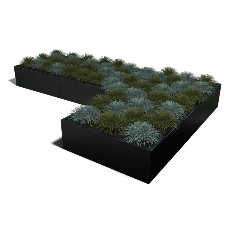 Gepoedercoat Staal Plantenbak Kansas 120 diverse hoogtes - Kansas 120x40 ral9005 1 - Gepoedercoate Kansas 120 Hoogte 30cm
