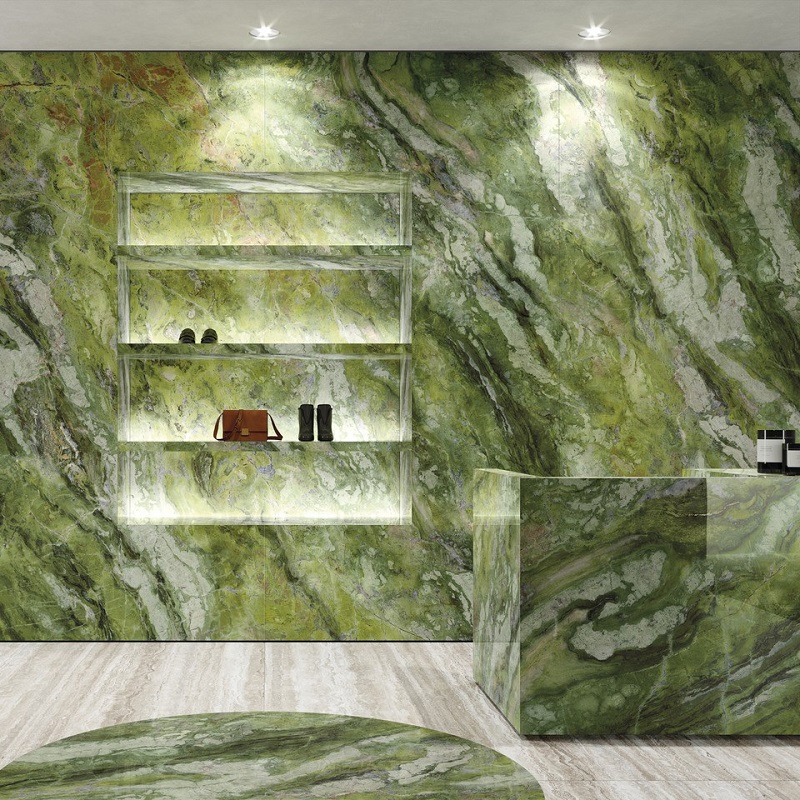 Ariostea Ultra Marmi Brilliant Green Lucidato Shiny diverse afmetingen - Marble effect floors brilliant green 08 - Ariostea Brilliant Green Shiny 37,5x75cm