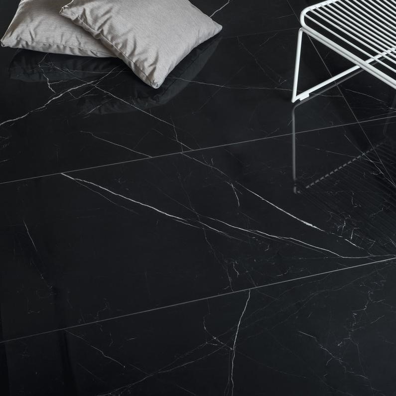 Ariostea Marmi Classici Nero Marquina Polished 60x120cm - Marble effect floors nero marquinia 04 - Ariostea Nero Marquina Polished 60x120cm