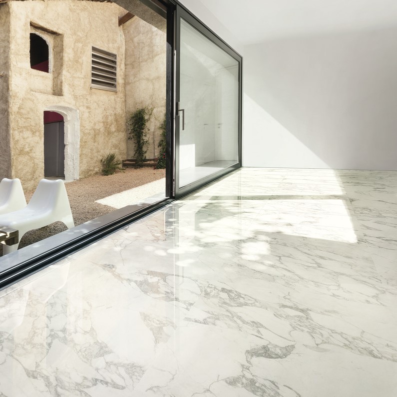 Ariostea Marmi Classici Arabescato Classico Polished 60x120cm - Marble effect white floors arabescato classico 01 - Ariostea Arabescato Classico Polished 60x120