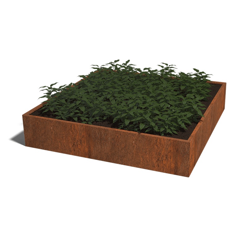 Cortenstaal Plantenbak Miami XXL 200x200cm diverse hoogtes - Miami xxl 200x200x40 corten 1 - Cortenstaal Plantenbak Miami 200x200x30cm