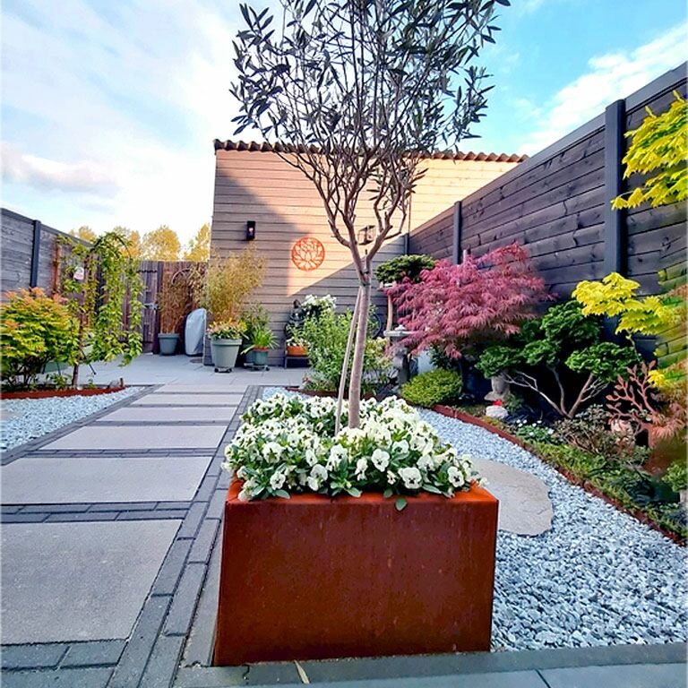 Cortenstaal Plantenbak Miami 50x50cm diverse hoogtes - Pbcomi500x500x300 - Cortenstaal Plantenbak Miami 50x50x30cm