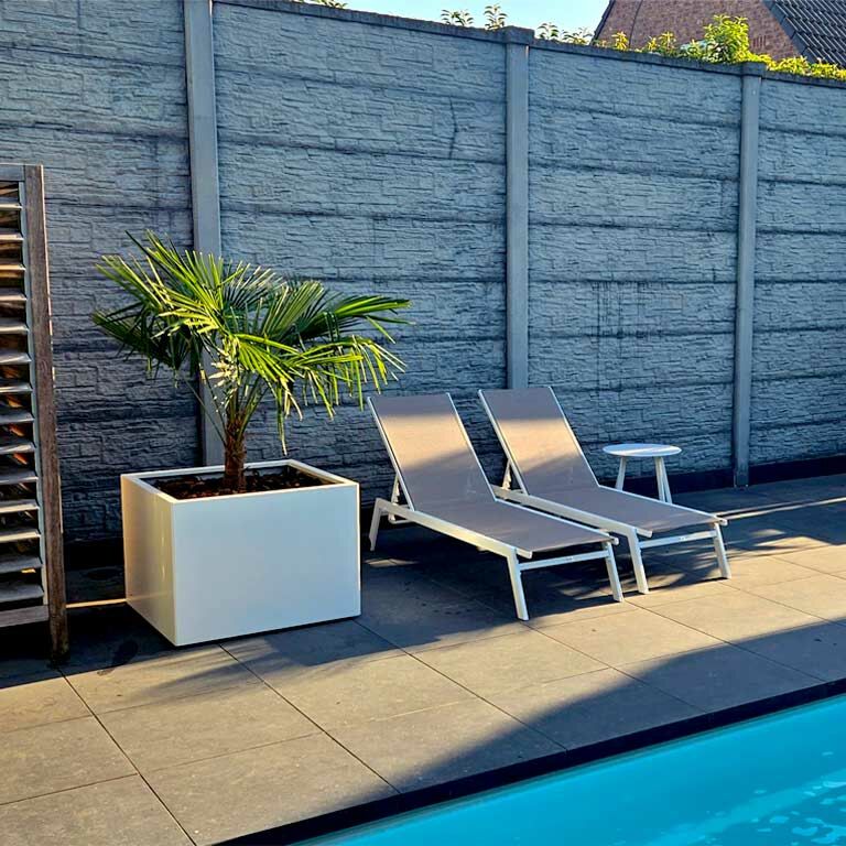 Gepoedercoat Staal Plantenbak Miami 80x80cm diverse hoogtes - Pbpcmi800x800x600ral9010 - Gepoedercoate Plantenbak Miami 80x80x30cm