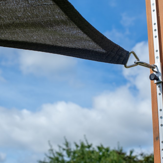 Zonnedoek Waterdoorlatend Antraciet Rechthoek 4x5m - 320gr/m2 - Schaduwdoek antraciet closeup 1 5 - Zonnedoek Waterdoorlatend Antraciet 4x5m