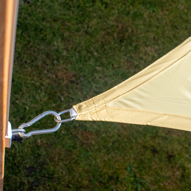 Zonnedoek Waterdicht Beige Rechthoek 3x5m - 160gr/m2 - Schaduwdoek waterdicht beige closeup3 4 - Zonnedoek Waterdicht Beige 3x5m