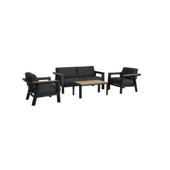 Loungeset Alexia - Alexia loungeset n145 zwart met houtlook - N145