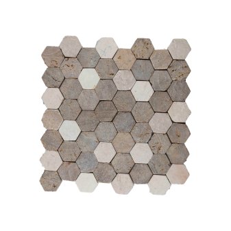 Parket kleine hexagon zonsondergang bruin - cr&egrave;me - Hexagon small sunset brown - BN113 kleine hexagon zonsondergang - cr&egrave;me