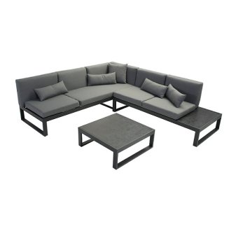 Loungeset Malaga - Malaga corner set 1682 lounge set buiten grijs met bijzettafel 1 - 1682