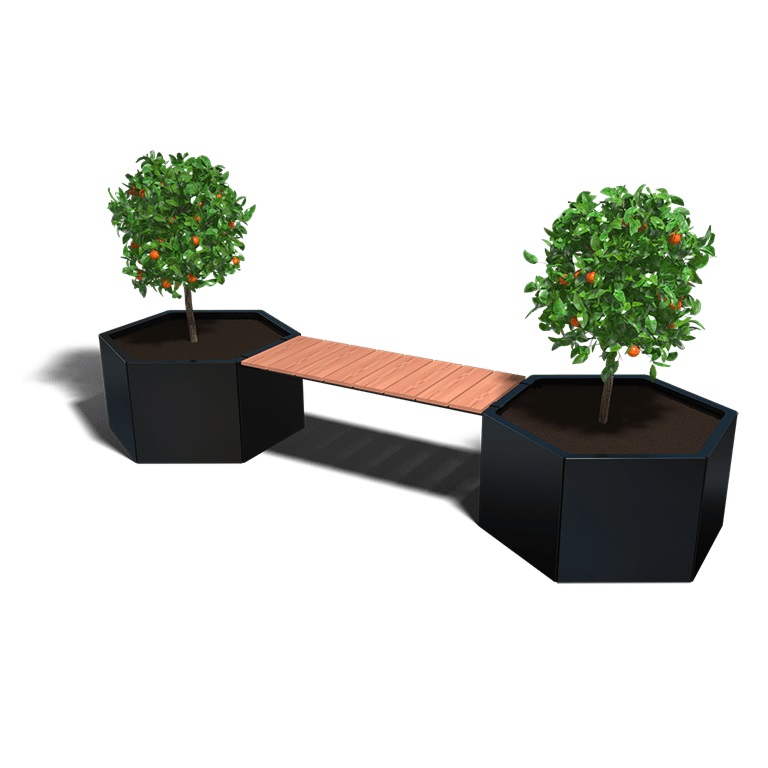 Gepoedercoat Staal Plantenbak Met Bankje Vegas Denver - Vegas denver ral9005 1 - Gepoedercoate Plantenbak Vegas Denver