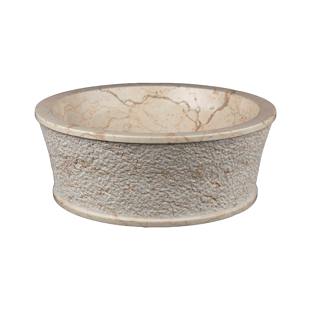 Wasbak natuursteen D druipsteen cr&egrave;me - Wasbak 4 drip cream - BN113 wasbak4 druipsteen cr&egrave;me